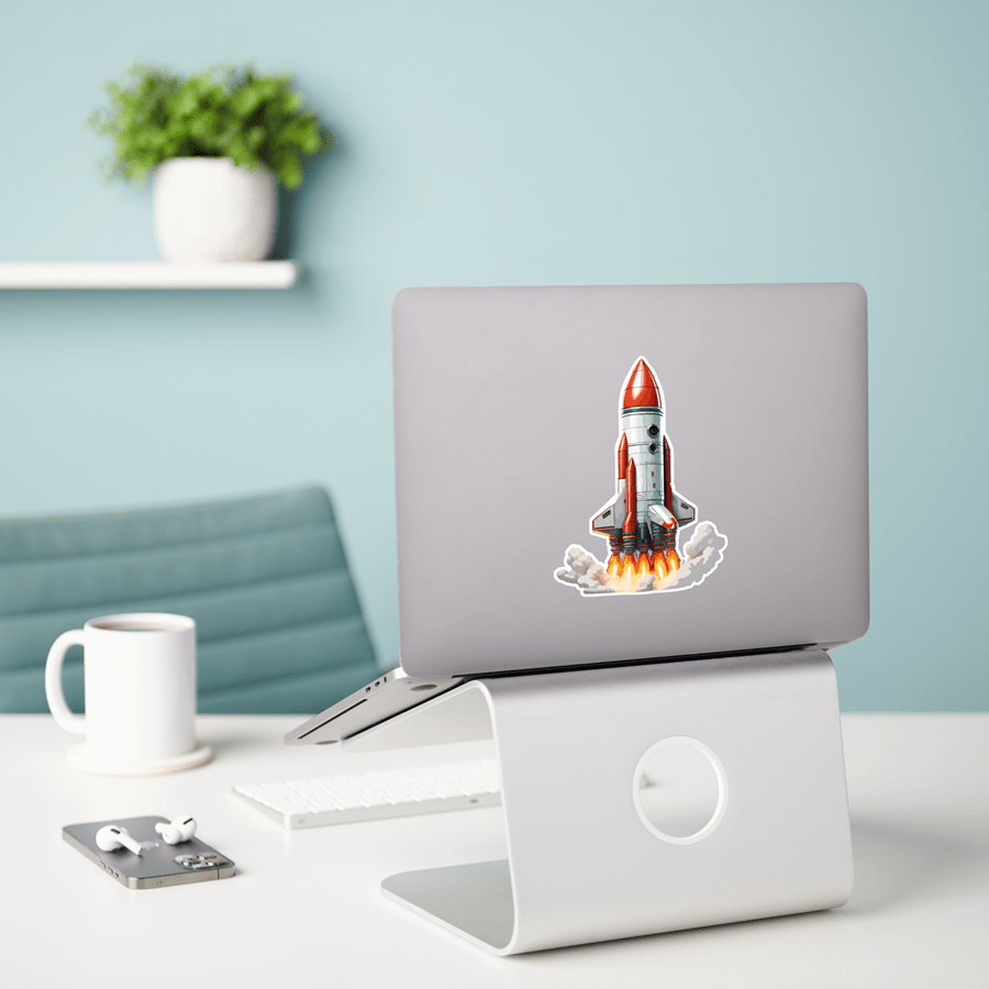 Space Rocket Takes Flight Sticker - Image 4