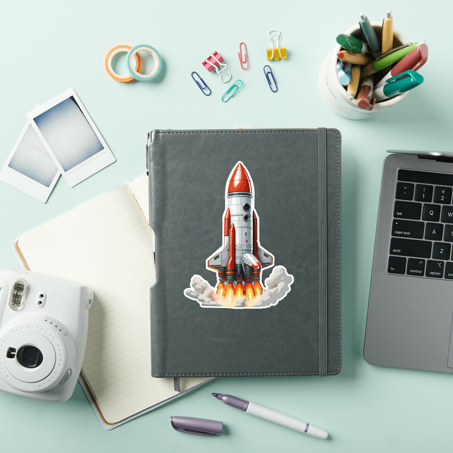Space Rocket Takes Flight Sticker - Image 3