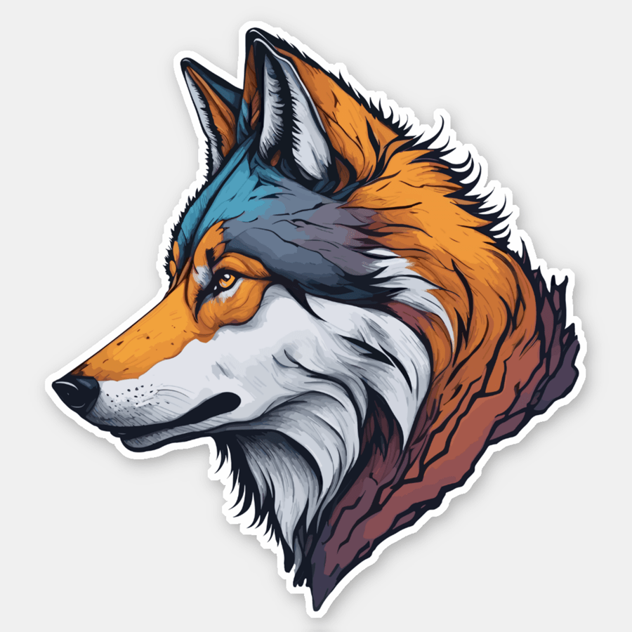 Wolf head in vibrant colors