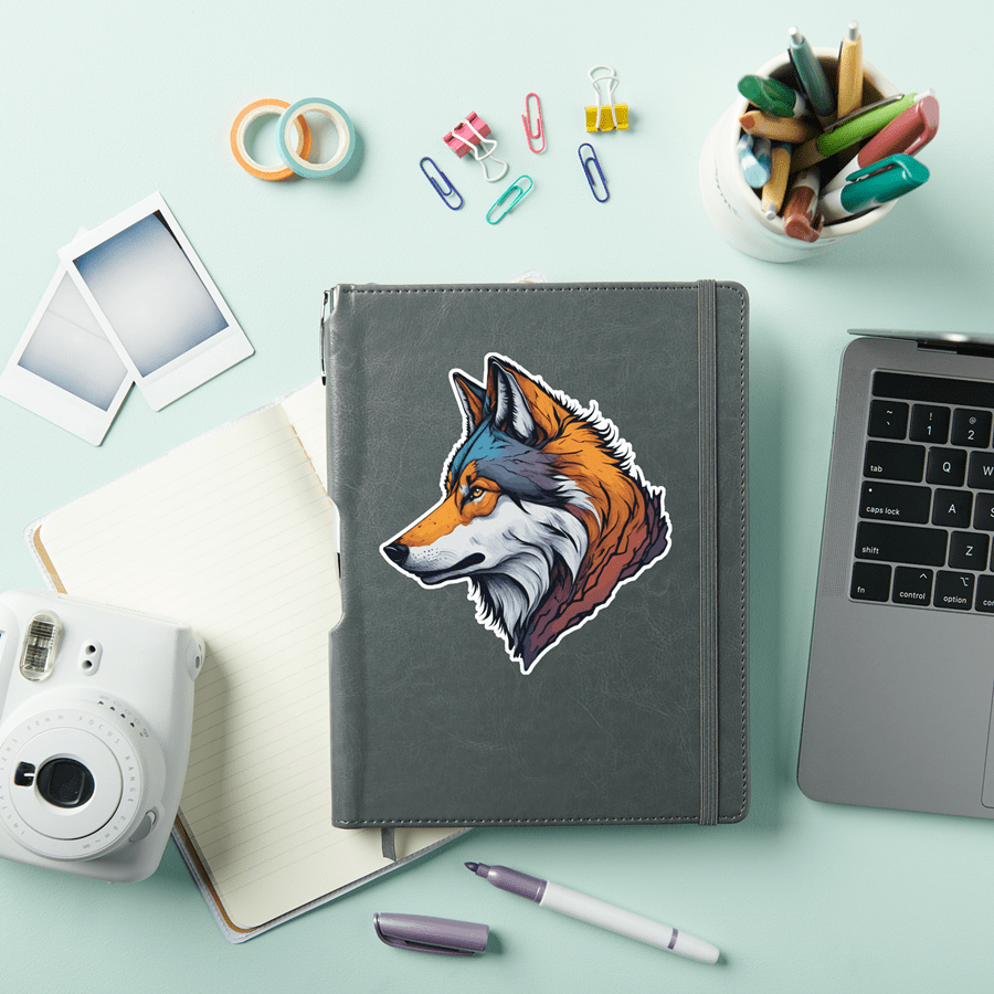 Wolf head in vibrant colors