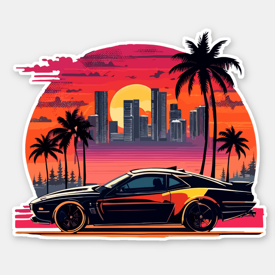 Retro Sunset Car