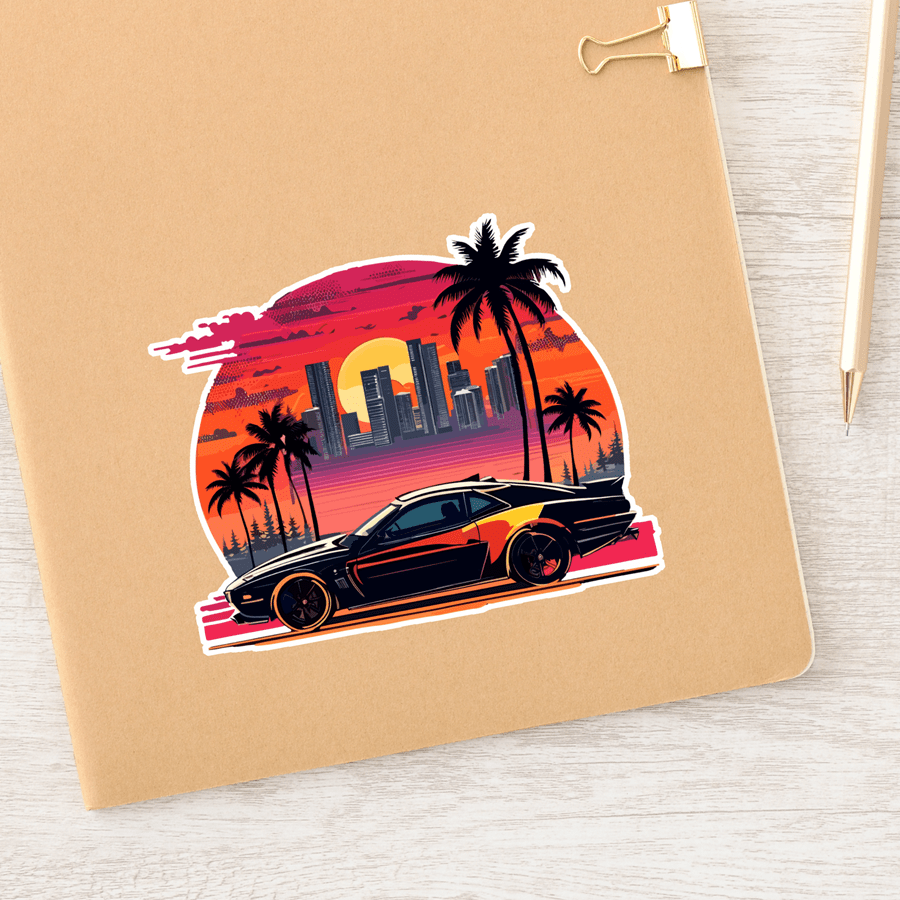 Retro Sunset Car