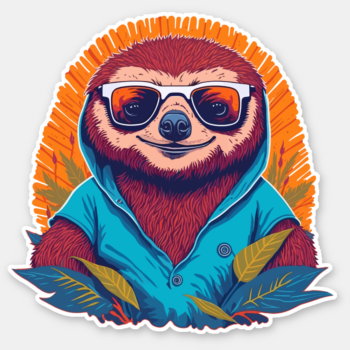 Stylish Sloth in fancy sunglasses Sticker