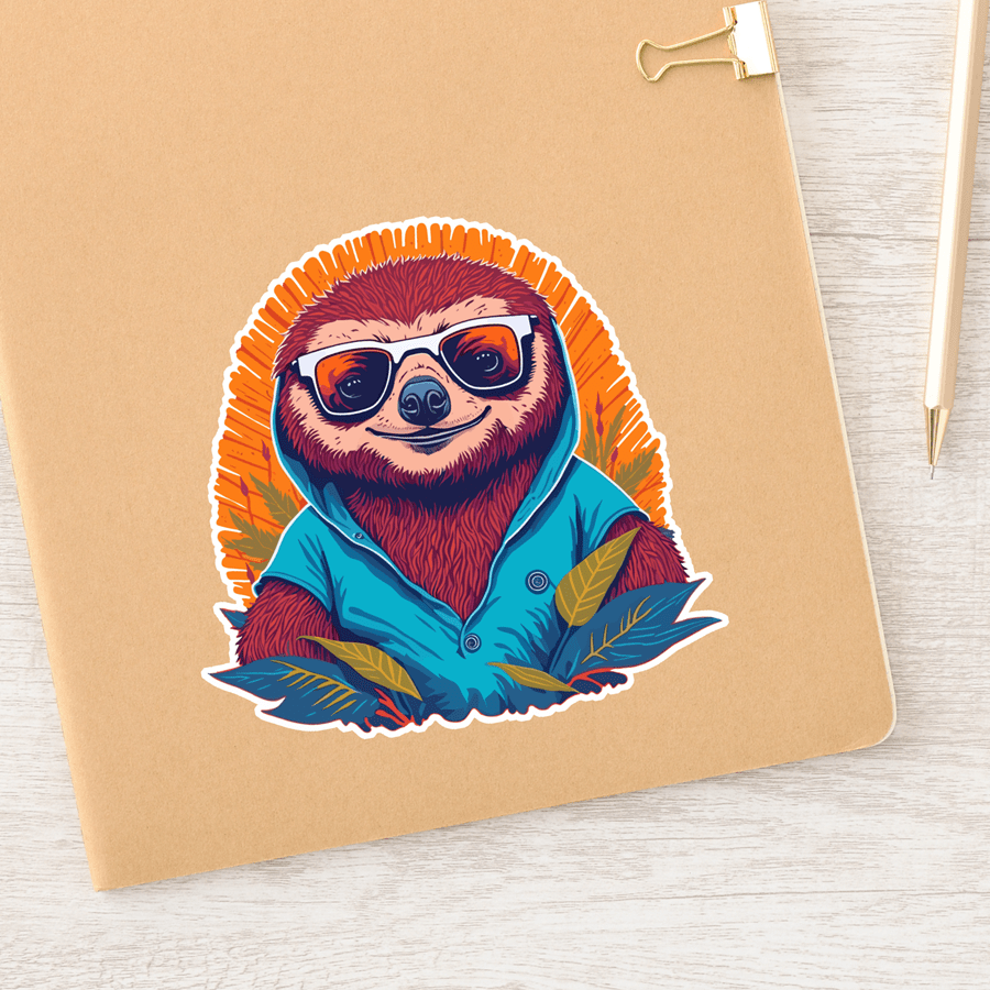 Stylish Sloth in fancy sunglasses Sticker - Image 5